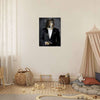 Children's room with pet portrait as James Bond