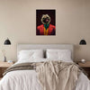 Joker pet portrait in cozy bedroom setting