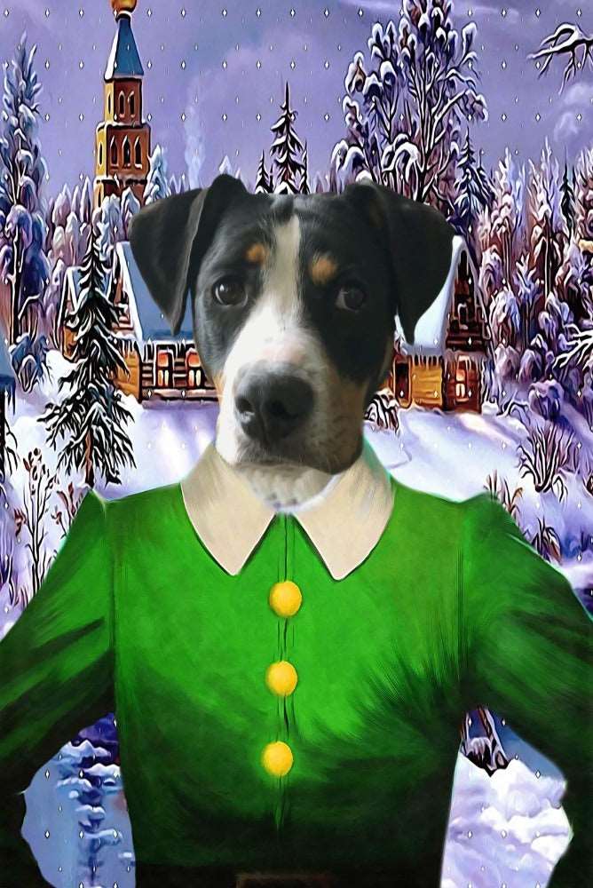 Jolly Elf Custom Pet Portrait Premium Poster