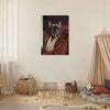 Kenobi pet portrait in children's playroom.