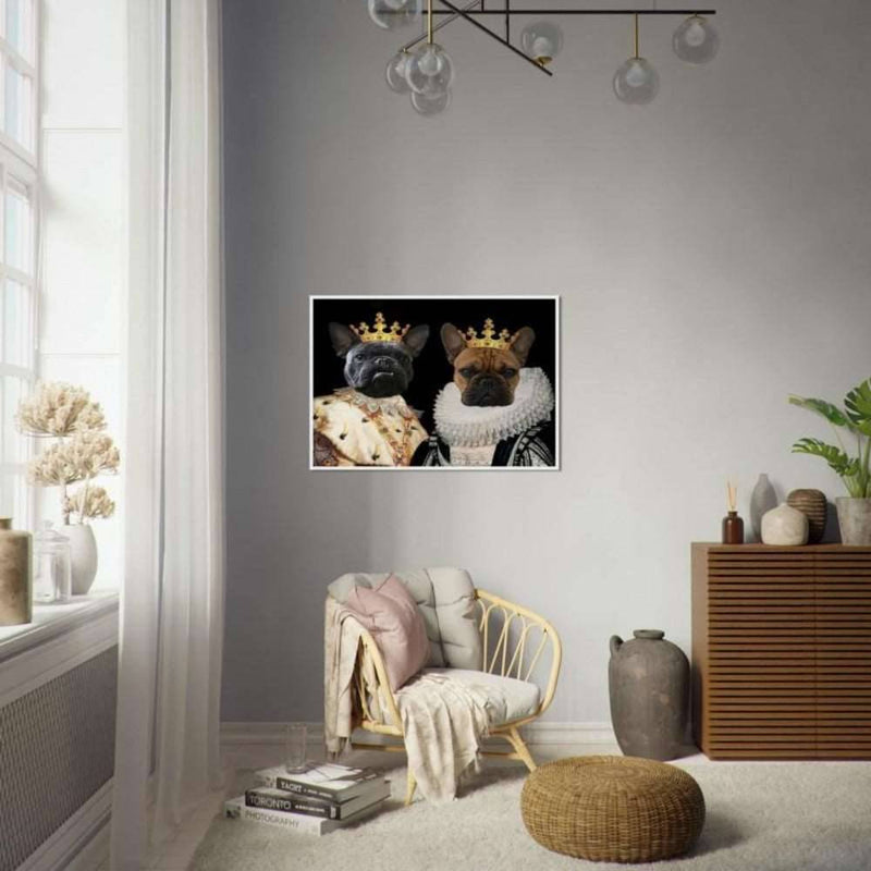 King and Queen Custom Pet Portrait Framed Poster White