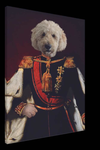 Canvas of dog in regal King Willem III attire