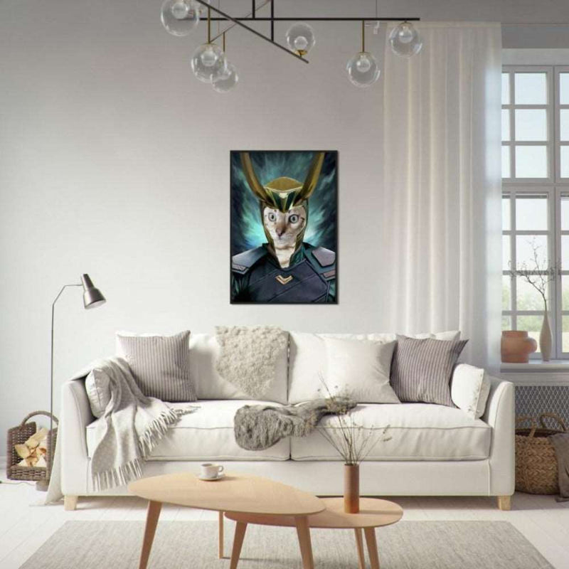 Loki Custom Pet Portrait Framed Poster Black