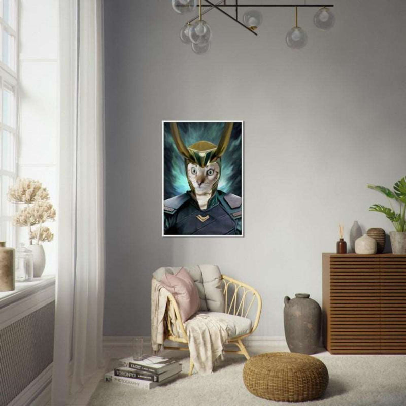 Loki Custom Pet Portrait Framed Poster White