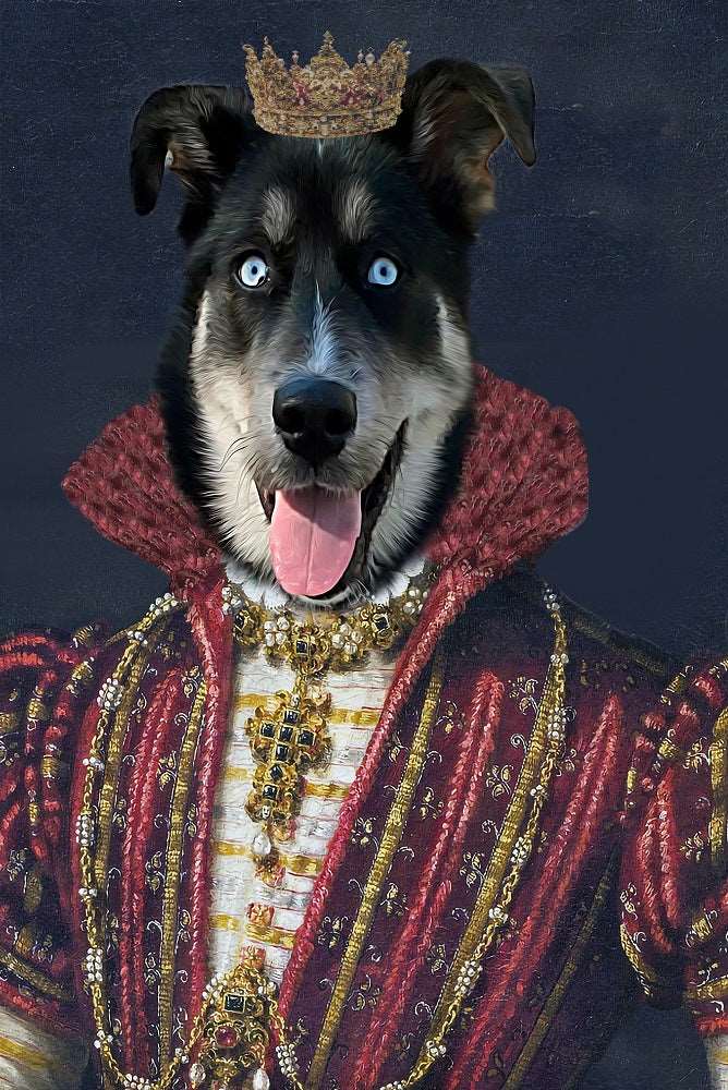 Majestic Queen Custom Pet Portrait - Capture the Royal Personality