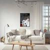 Dog astronaut portrait in stylish living room