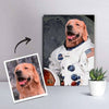 Custom pet portrait of dog astronaut on canvas