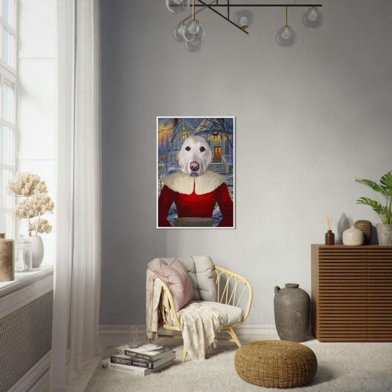 Mrs. Claus Custom Pet Portrait Framed Poster White