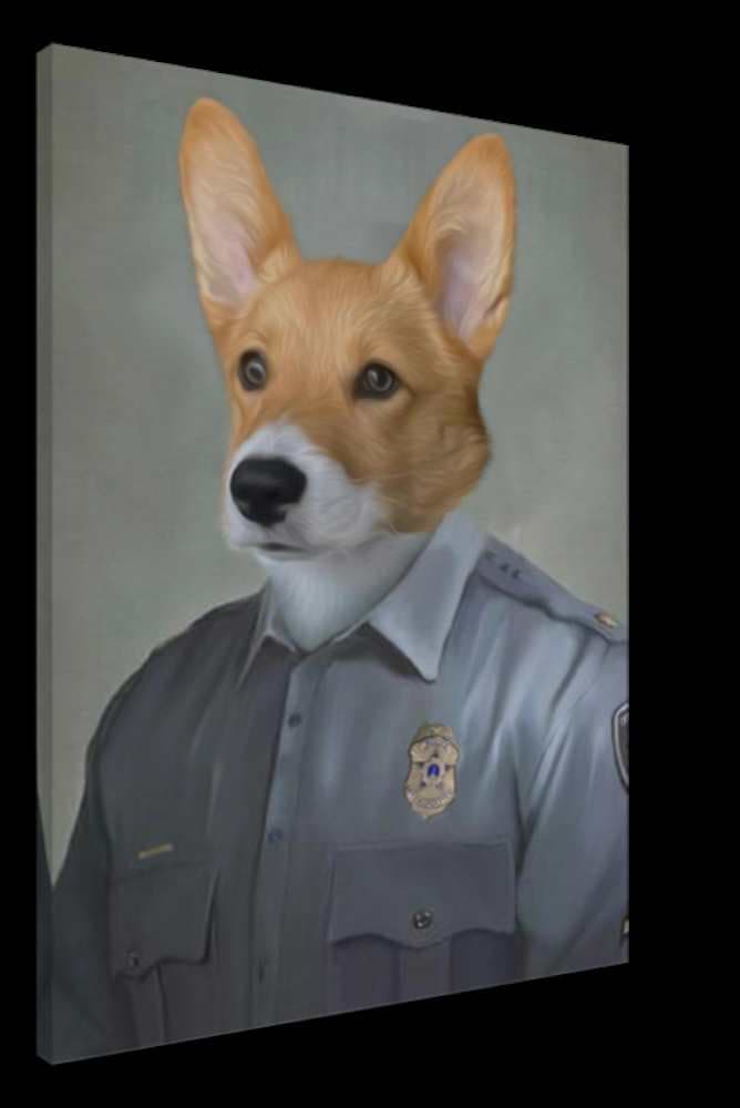 Officer Custom Pet Portrait Canvas