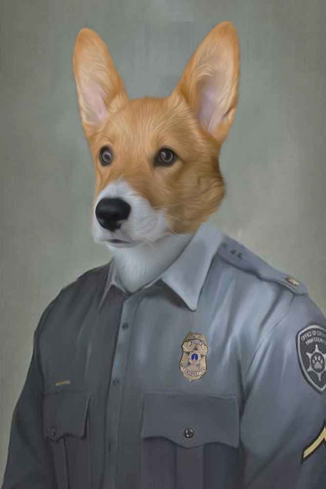 Officer Custom Pet Portrait Premium Poster