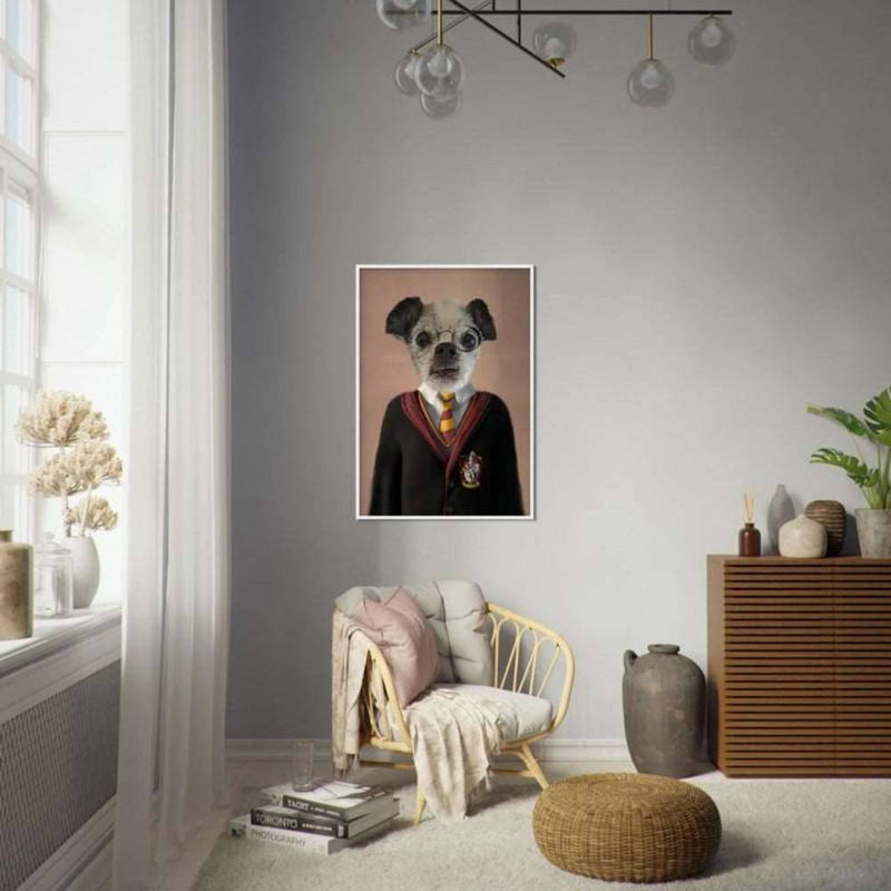 Pawtterhead Custom Pet Portrait Framed Poster White
