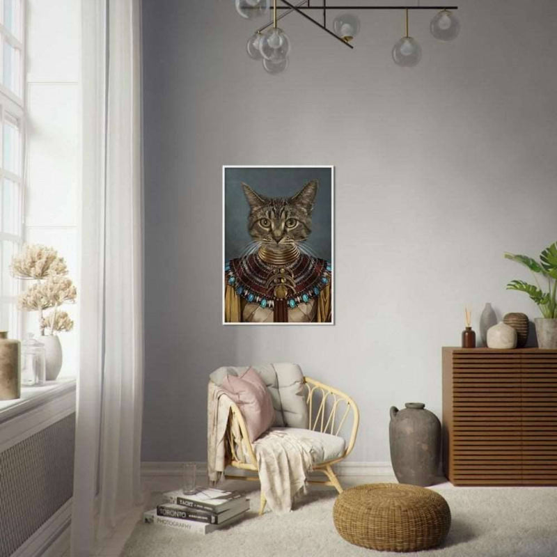 Pharaoh Custom Pet Portrait Framed Poster White