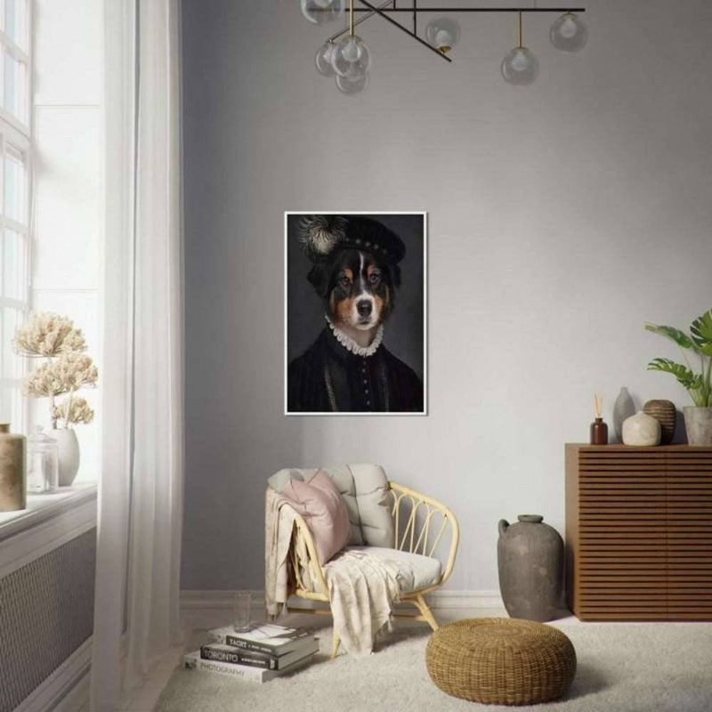 Philosopher Custom Pet Portrait Framed Poster White