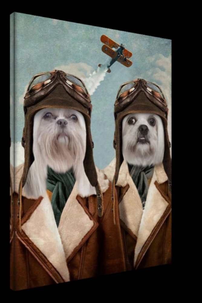 Pilot couple Custom Pet Portrait Canvas