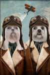 Pilot couple Custom Pet Portrait Premium Poster