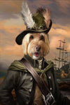 Golden dog in pirate costume portrait