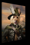 Golden dog pirate portrait on canvas