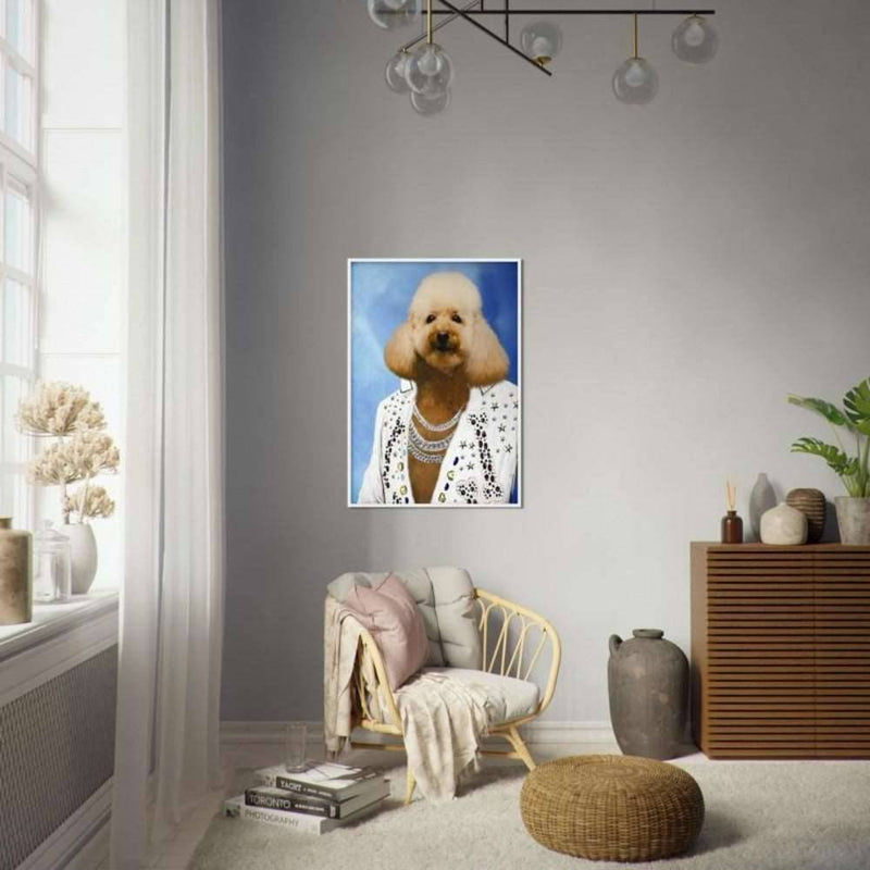 Presley Custom Pet Portrait Framed Poster White