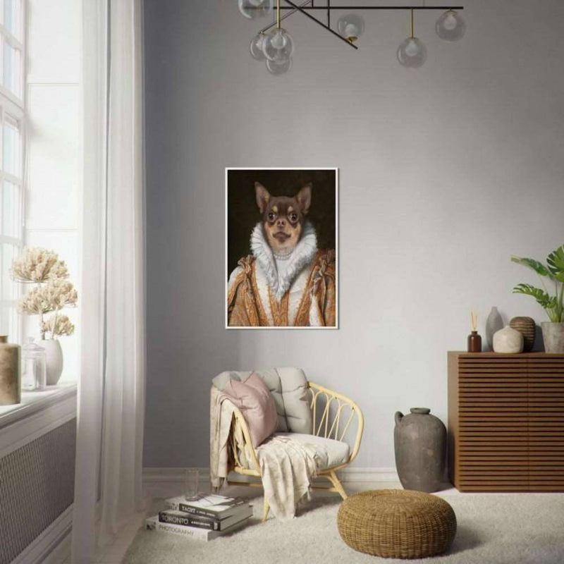 Majestic Maven Custom Pet Portrait Framed Poster White
