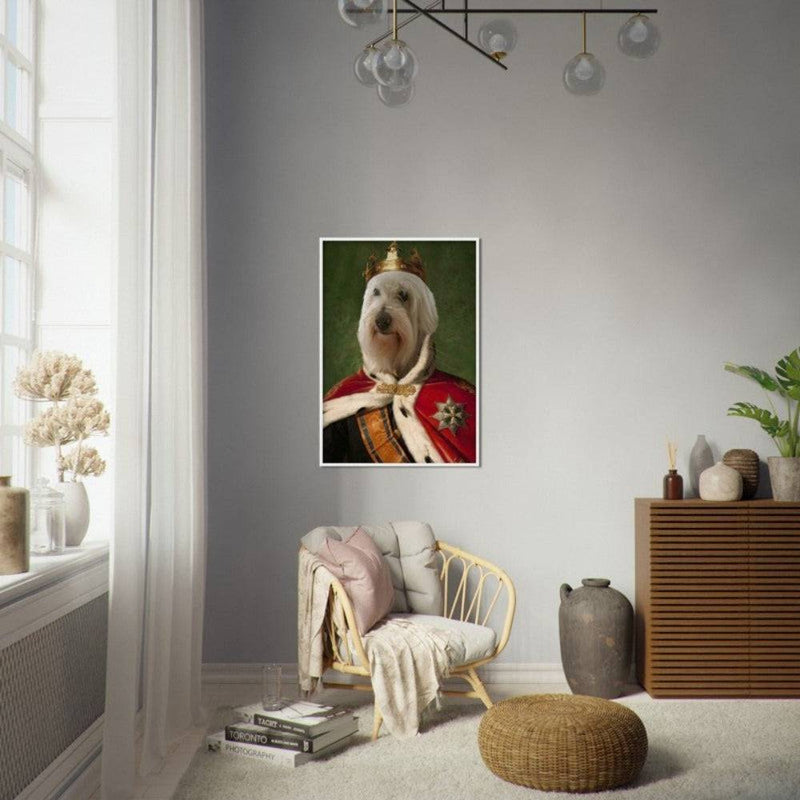 Royal King Custom Pet Portrait Framed Poster White