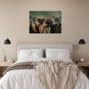Bedroom decor with royal pet portrait above bed