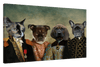 Canvas print of royal pet portrait with four animals