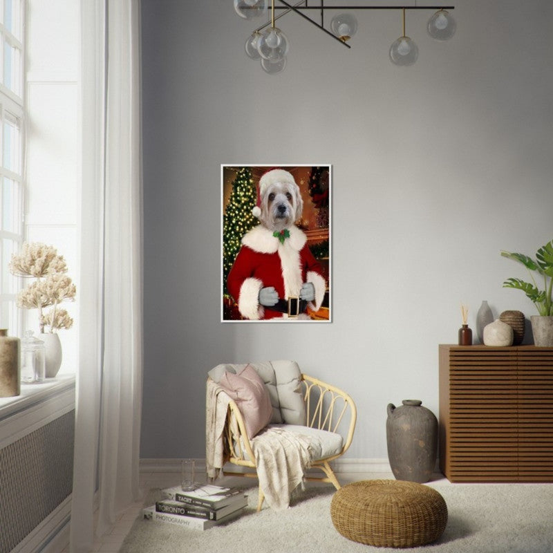 Santa Custom Pet Portrait Framed Poster White