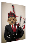 Canvas print of dog as Scottish bagpiper