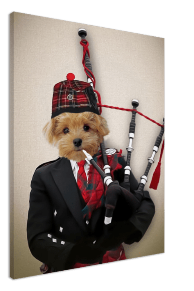 Scottish Bagpiper Custom Pet Portrait Canvas