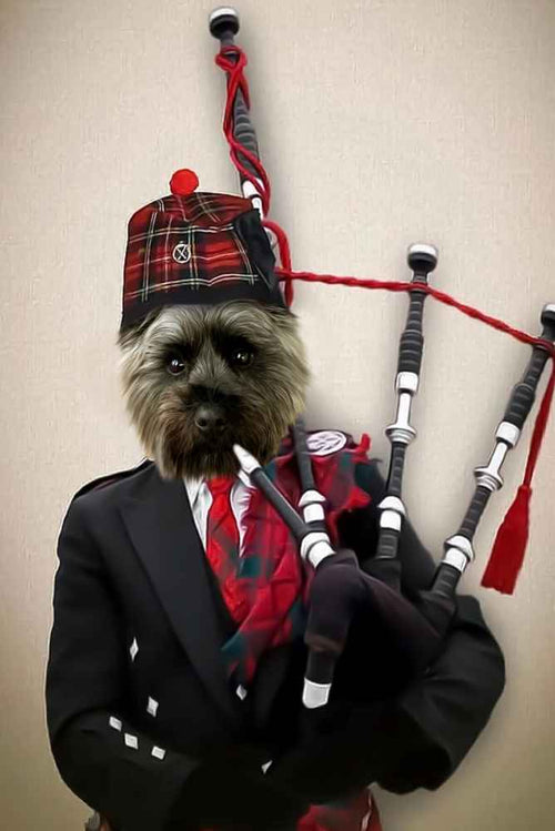 Scottish Bagpiper Custom Pet Portrait