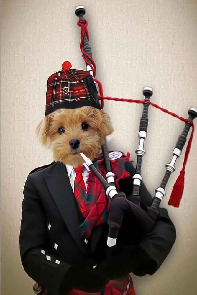 Scottish Bagpiper Custom Pet Portrait Premium Poster