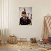 Scottish bagpiper pet portrait in playroom