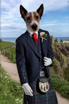 Custom pet portrait of a dog as a Scottish Highlander