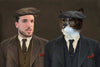 Custom pet portrait with man and cat as Shelby Brothers.