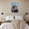 Step Brothers pet portrait above bed in bedroom