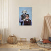 Step Brothers pet portrait in cozy playroom