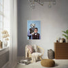 Framed Step Brothers pet portrait in stylish room