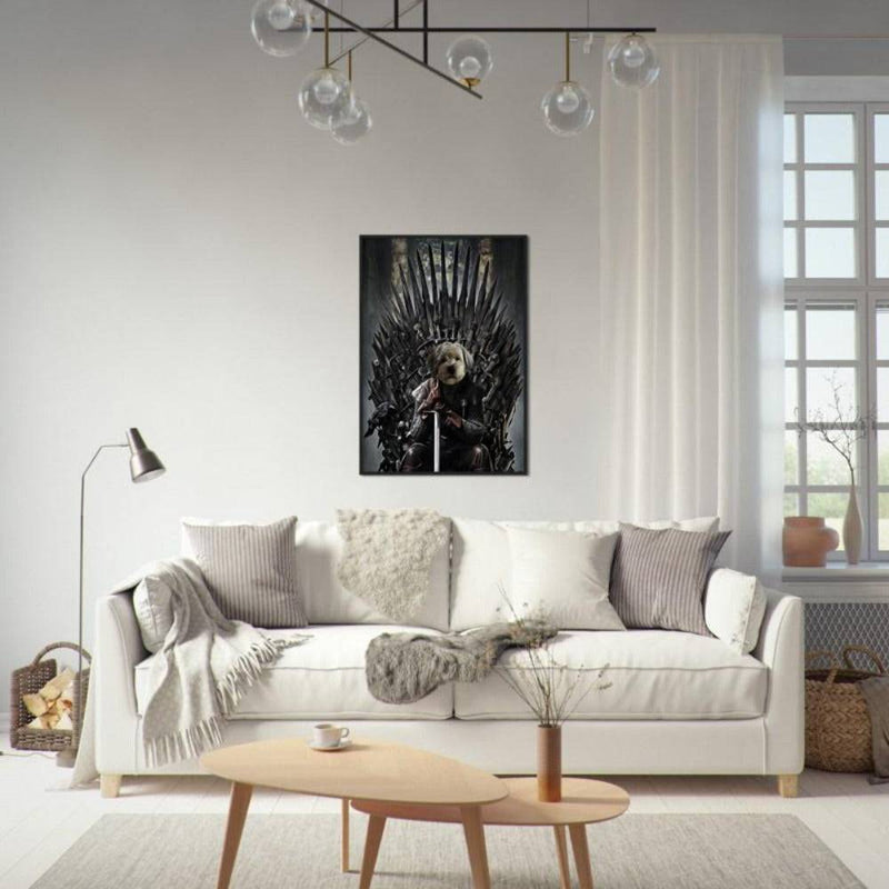 Throne Paw Custom Pet Portrait Framed Poster Black