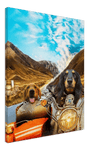 Canvas print of dogs on a motorcycle adventure